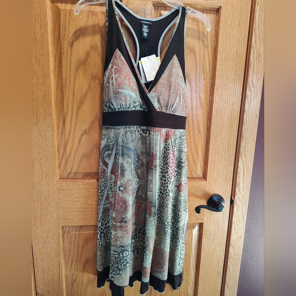 Cocomo Sublimation Halter Multicolor Sleeveless Racerback Tank Dress, Large